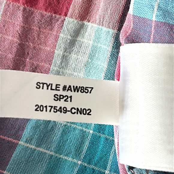 J Crew Classic Plaid Popover Blouse Pink Purple Turquoise - Picture 9 of 12